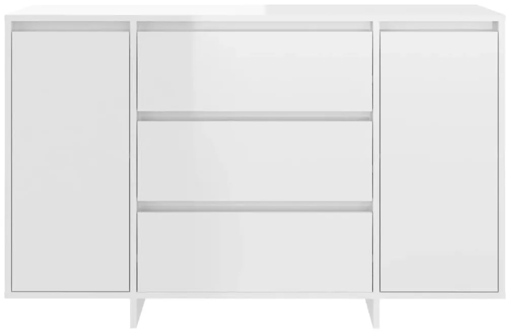 Credenza con 3 cassetti bianco lucido 120x41x75cm in truciolato