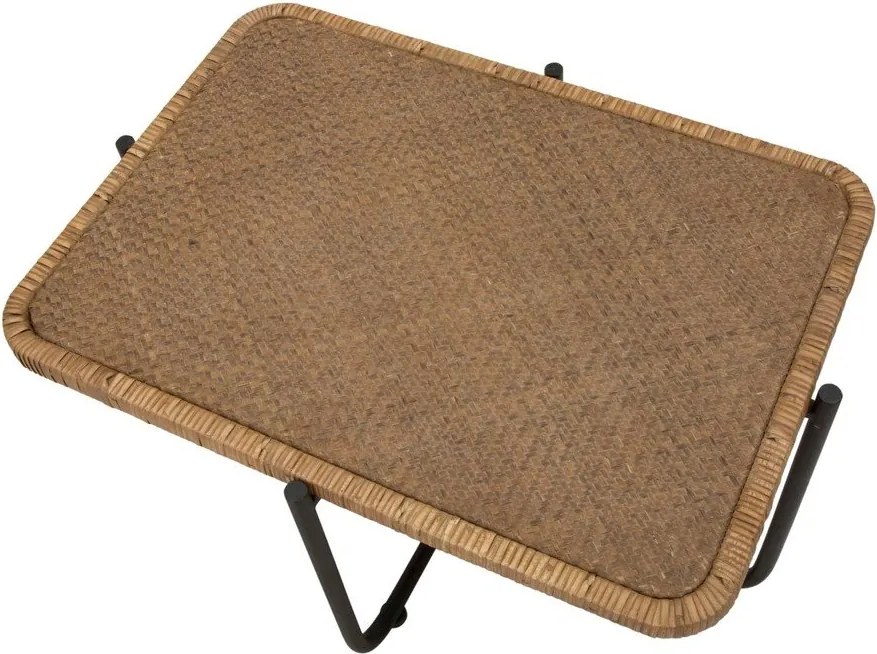 Tavolino da salotto nero/di colore naturale in rattan 55x75 cm Cebu – Mauro Ferretti