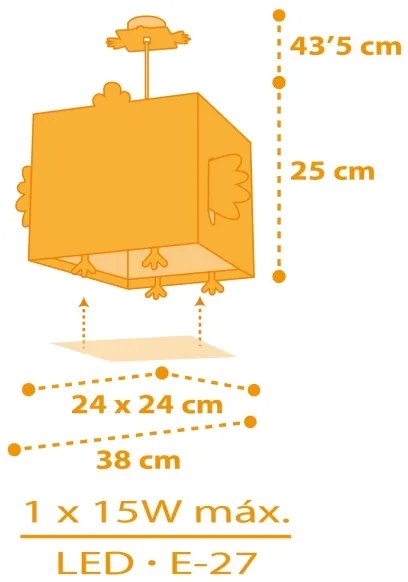 Dalber 64642 - Lampadario per bambini LITTLE CHICKEN 1xE27/15W/230V