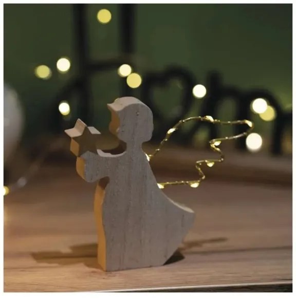 Decorazione natalizia a LED, 8 LED, alimentata da 2 batterie AAA — Angelo