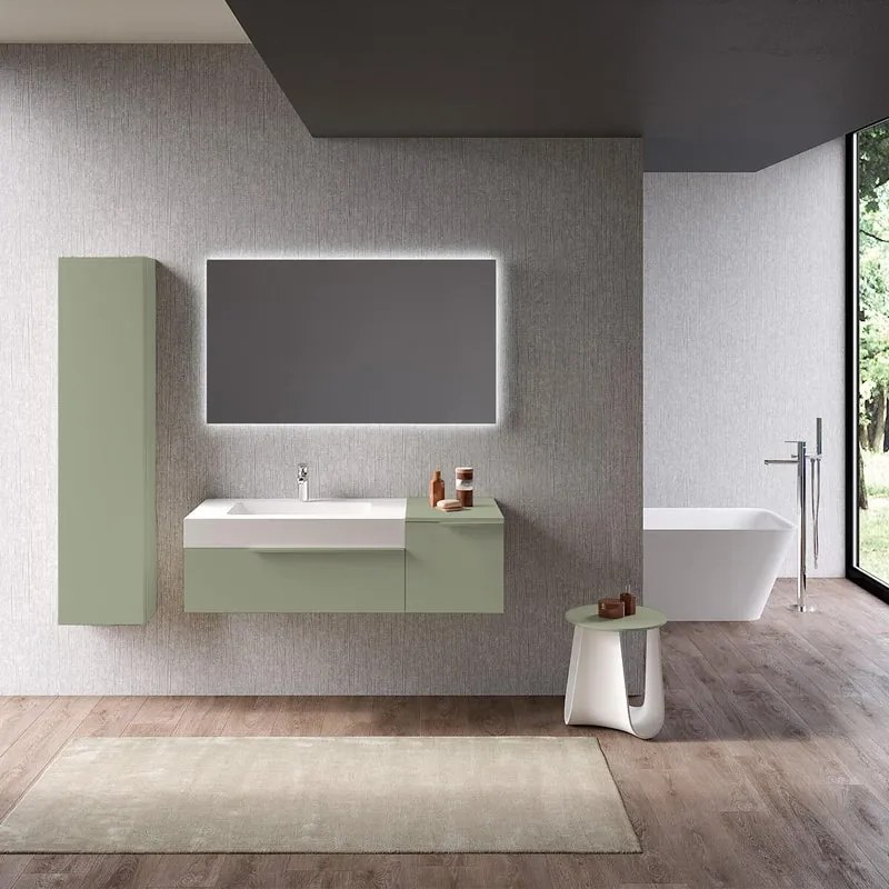 Mobile bagno sospeso con lavabo L 120 x H 36 x P 51 cm avocado per vasca a sinistra Ginevra