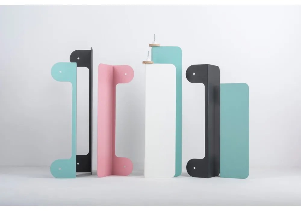 Mensola da parete in acciaio nero con dettaglio in legno di quercia con 2 ganci , lunghezza 70 cm Hook - Gazzda