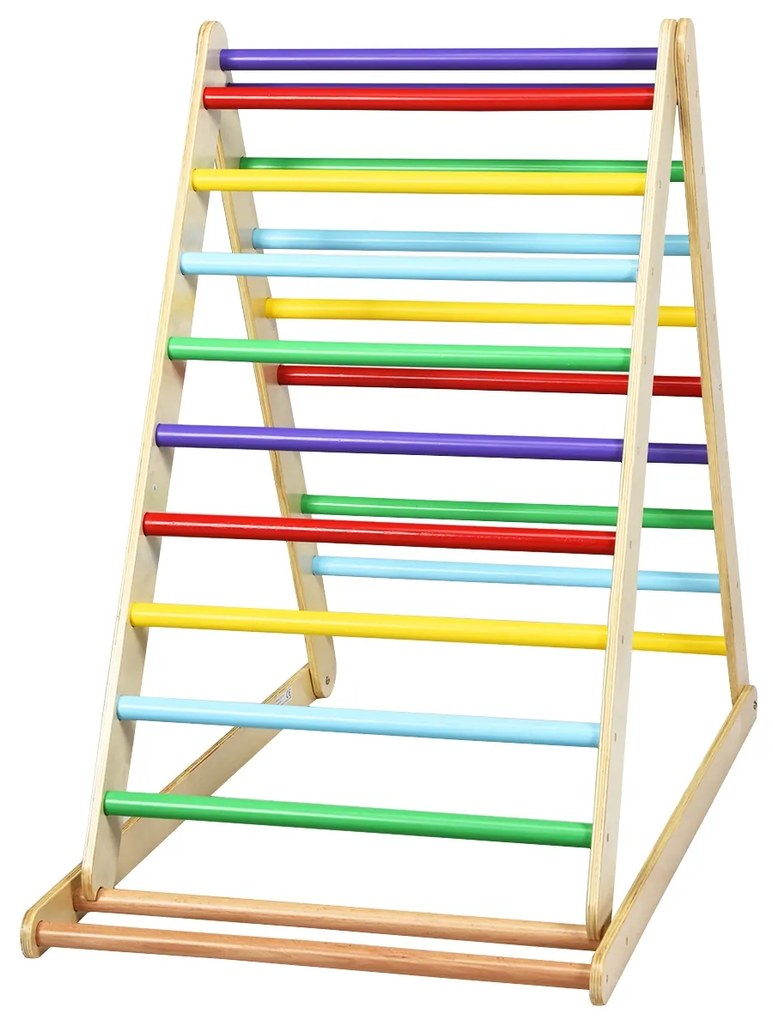 Costway Scala di legno triangolare per arrampicarsi, Scala triangolare pieghevole con rampa