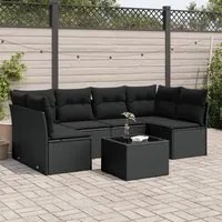 Set Divani da Giardino con Cuscini 7pz Nero Polyrattan 3217395