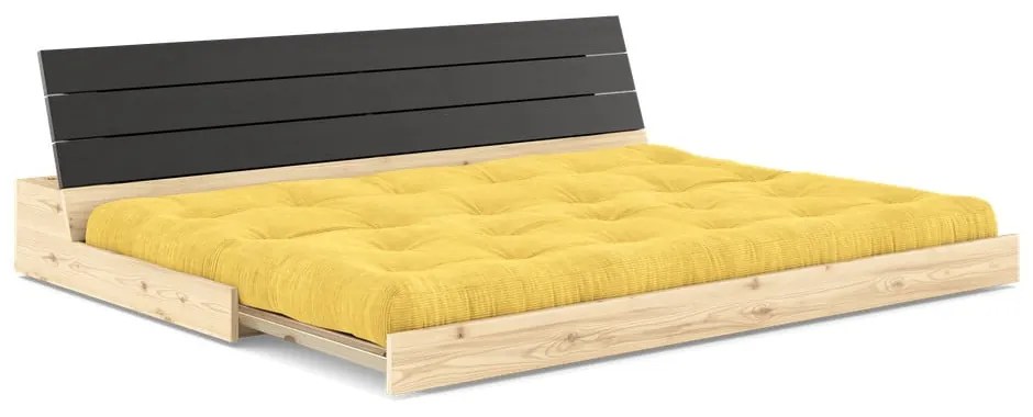 Divano letto in velluto a coste giallo 196 cm Base - Karup Design