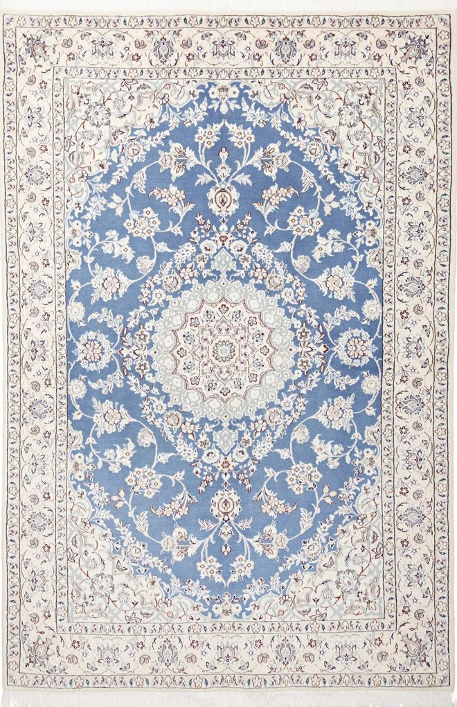 Nain Tappeto persiano 190 x 130 Blu (Iran) Annodato A Mano