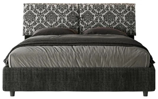 Letto matrimoniale contenitore imbottito 160x210 tessuto Agata 8 blu Mados