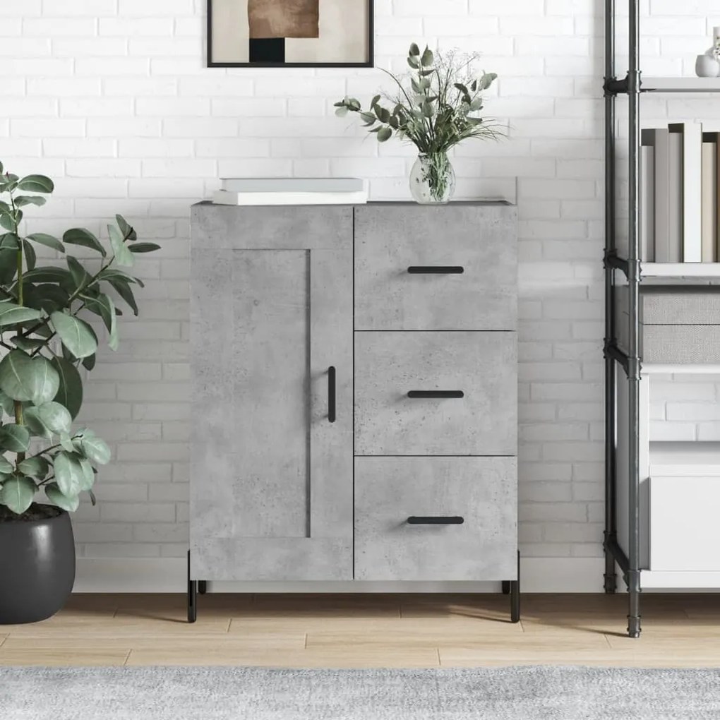 Credenza grigio cemento 69,5x34x90 cm in legno multistrato