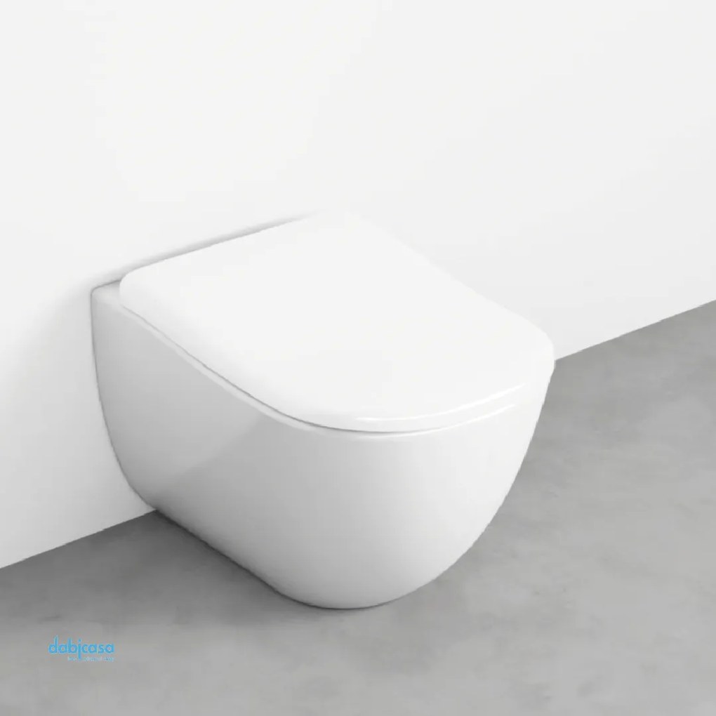 Ceramica Cielo "Fluid" Wc Da Terra Filo Muro Con Brida Bianco Lucido