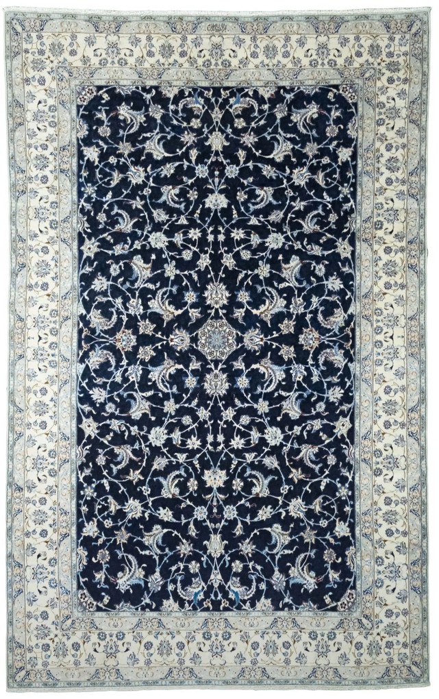 Nain Tappeto 200x320 Blu (Iran) Annodato A Mano
