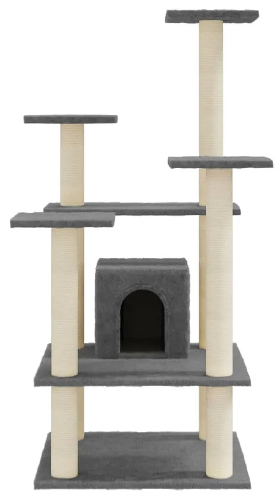 Albero per gatti con tiragraffi in sisal grigio scuro 110 cm