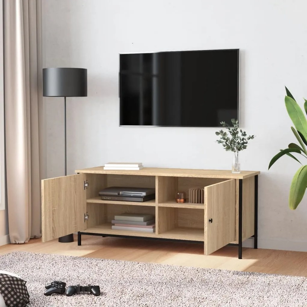 Mobile tv con ante rovere sonoma 102x35x45 cm legno multistrato