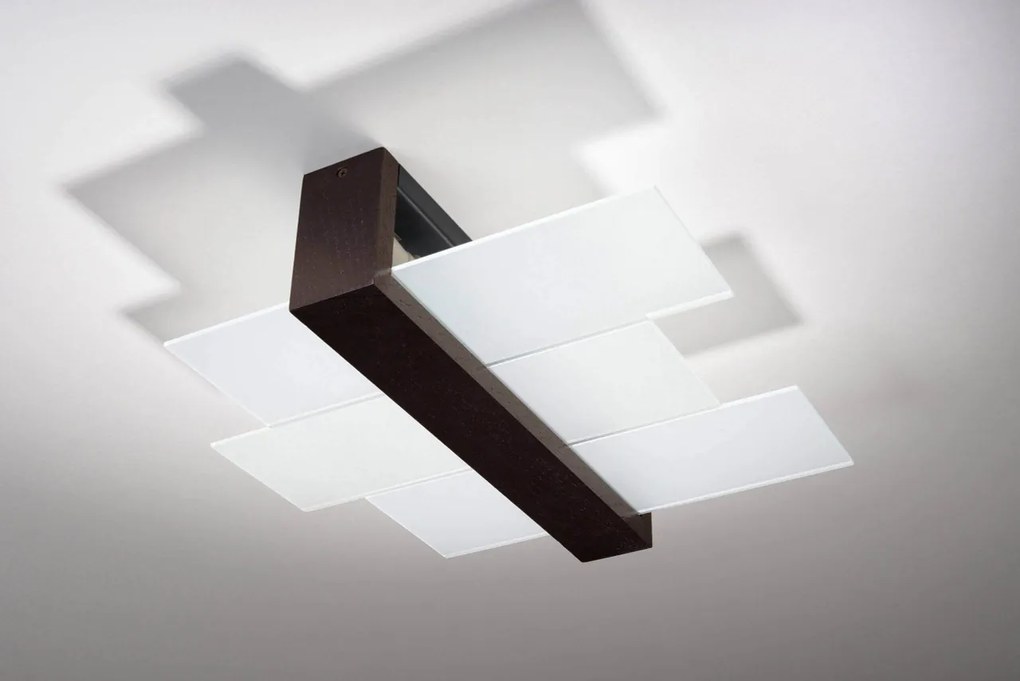 Plafoniera da Soffitto Legno Wenge e Vetro 2xE27 FENIKS 2 da Interno