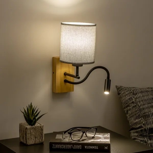 Brilagi - Applique a LED NUBILA WOOD 1xE27/25W/230V + LED/3W quercia/grigio