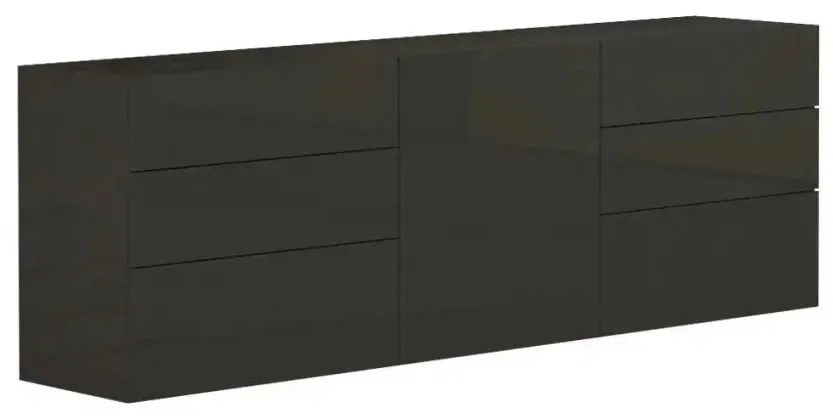 Credenza moderna con 1 anta + 6 cassetti METIS, colore antracite laccato