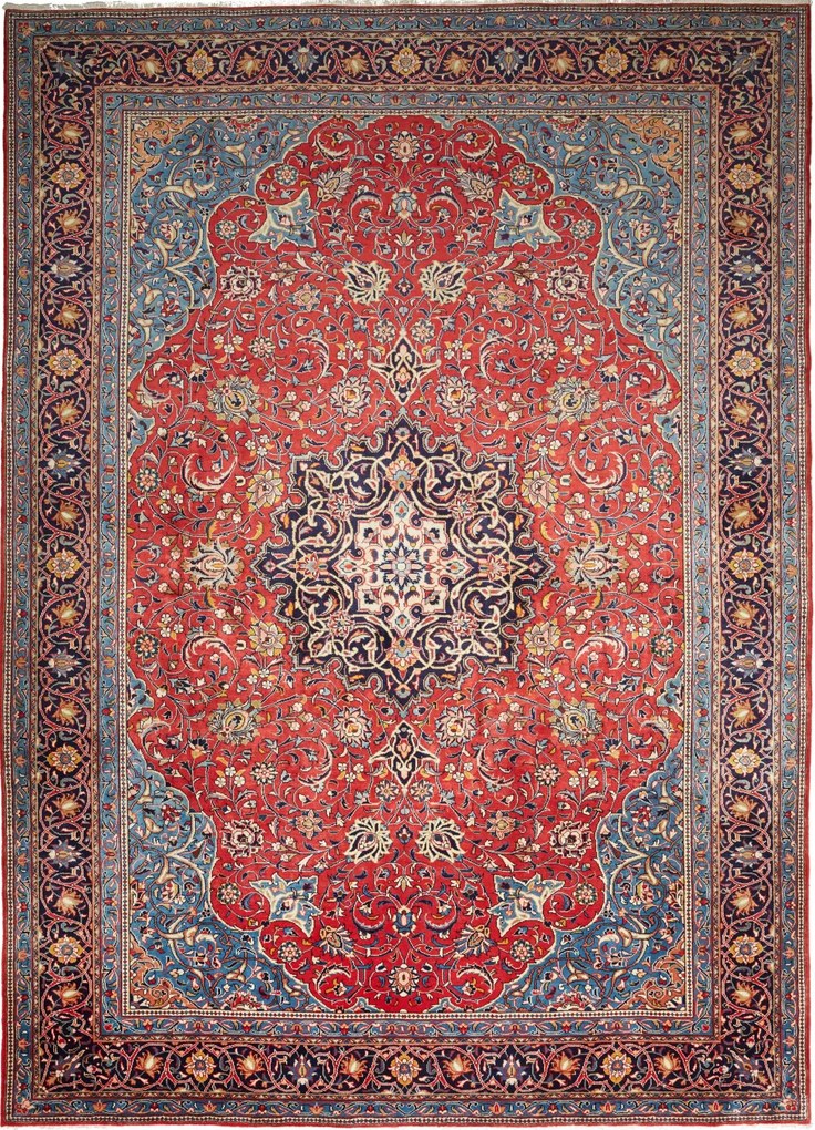 Sarouk Tappeto 350 x 260 Rosso (Iran) Annodato A Mano