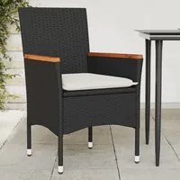 Sedie da Giardino con Cuscini 2 pz Nere in Polyrattan 368119