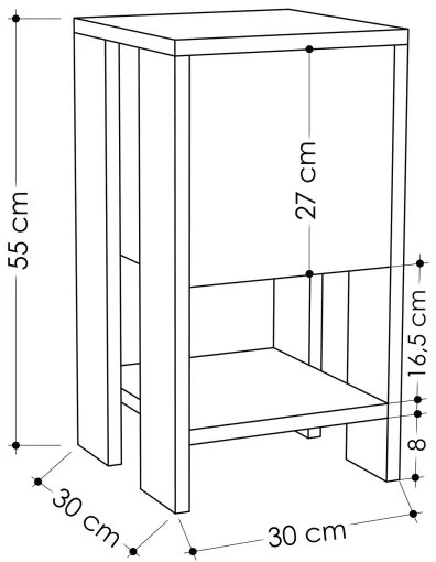 Comodino EMA 55x30 cm marrone/grigio
