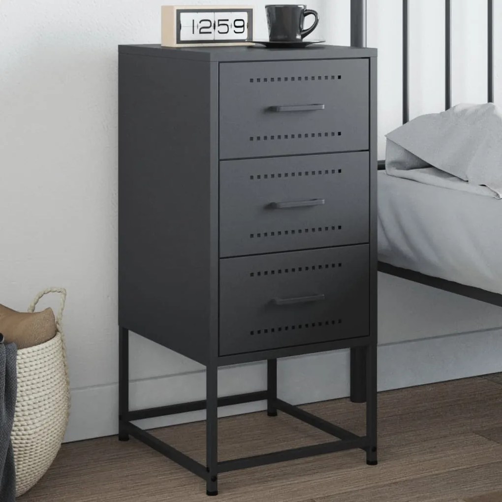 Comodino Antracite 36x39x78 Cm İn Acciaio /