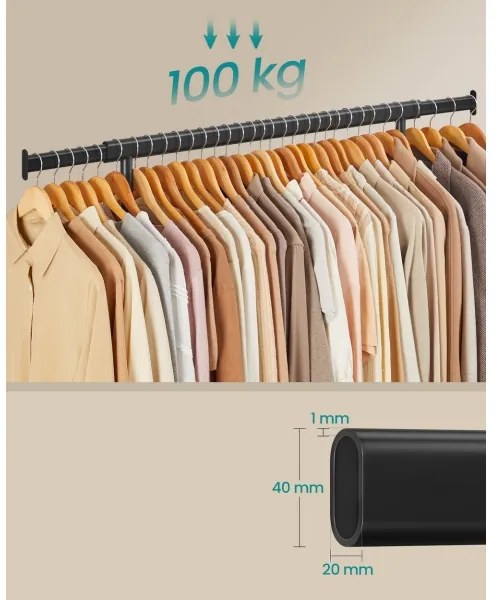 Appendiabiti mobile a piantana LINEA, nero