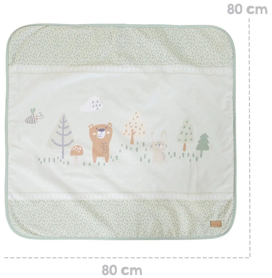 Coperta per bambini verde chiaro in micropile 80x80 cm Woodland Buddies – Roba