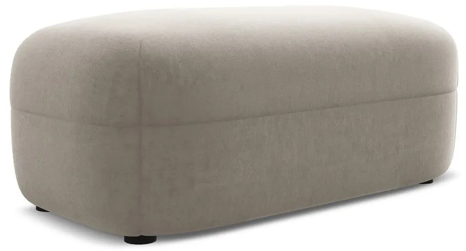 Poggiapiedi beige con rivestimento in velluto Moana – Makamii