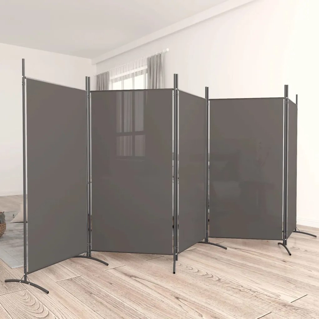 Divisorio A 5 Pannelli Antracite 433x180 Cm Tessuto /