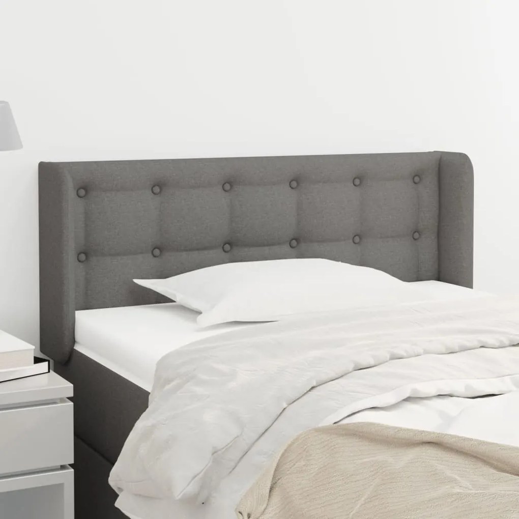Testiera Ad Orecchio Grigio Scuro 93x16x78/88 Cm İn Tessuto /