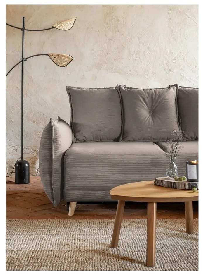 Divano letto in velluto a coste marrone chiaro (variabile) Lazy Lukka - Miuform