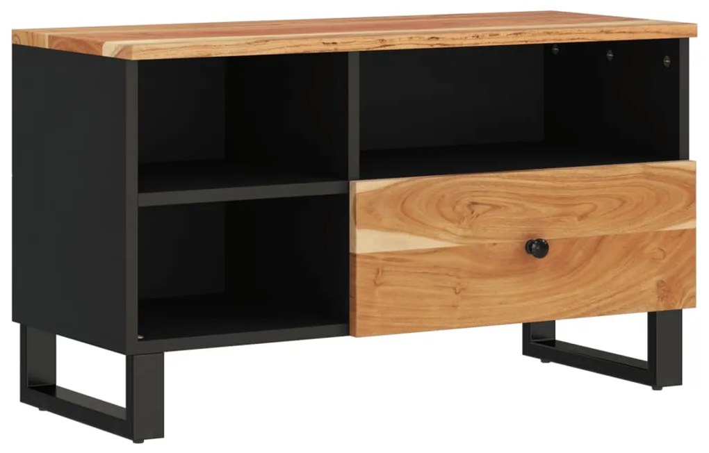 Mobile tv 80x33x46cm legno massello acacia e legno multistrato