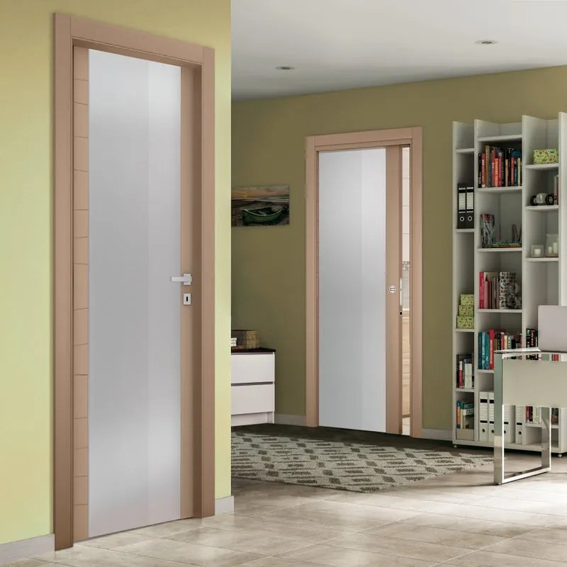 Porta battente Madera Vetrata tortora L 80 x H 210 cm sinistra