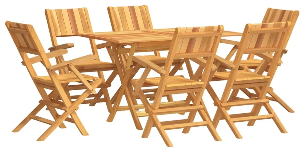 Set da pranzo da giardino 7 pz in legno massello di teak