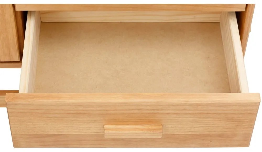 Cassettiera in legno di pino con ante in rattan , larghezza 90 cm Jolene - Støraa