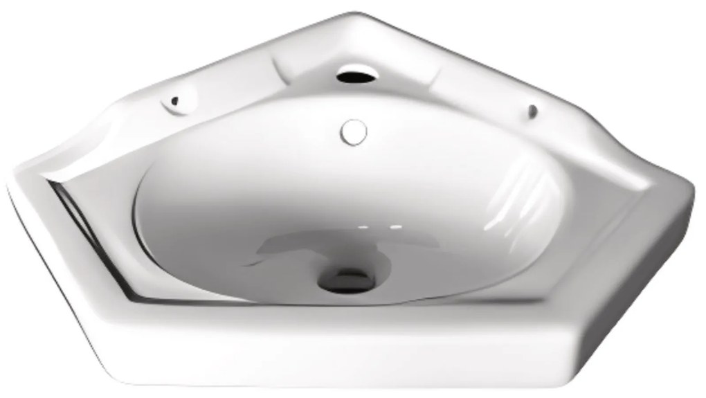 Lavabo Angolare 50x42 Cm Azzurra Ceramica Bianco Lucido