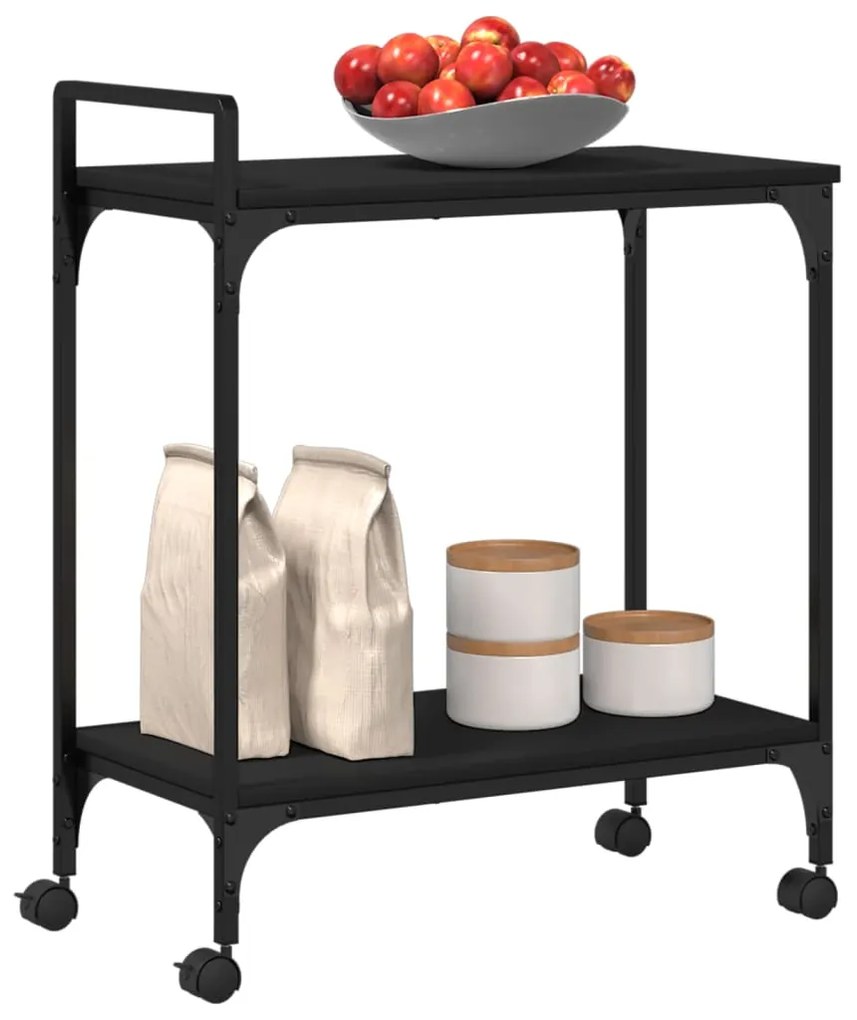 Carrello da cucina nero 60,5x31x72,5 cm in legno multistrato