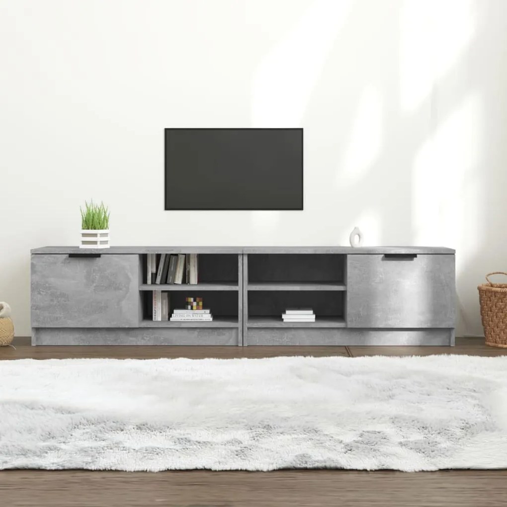 Mobili Tv 2 Pz Grigio Cemento 80x35x36,5cm İn Legno Multistrato /