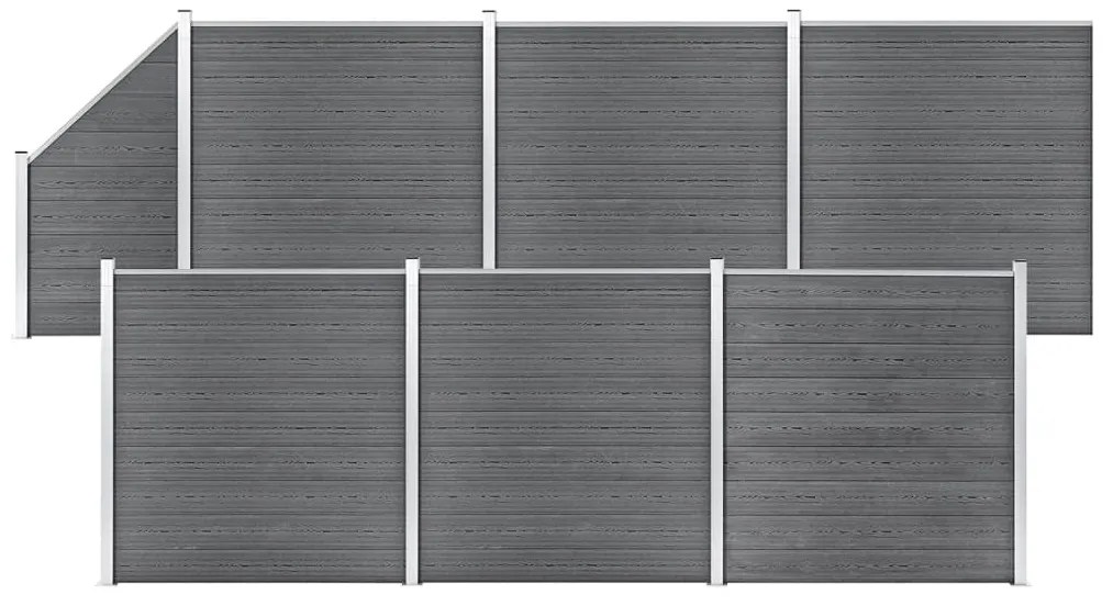 Pannelli Recinzione Wpc 6 Quadrati 1 Inclinato 1138x186cm Grigi /