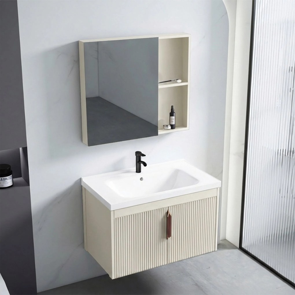 Set di mobili da bagno con lavabo Astor 60 cm Beige