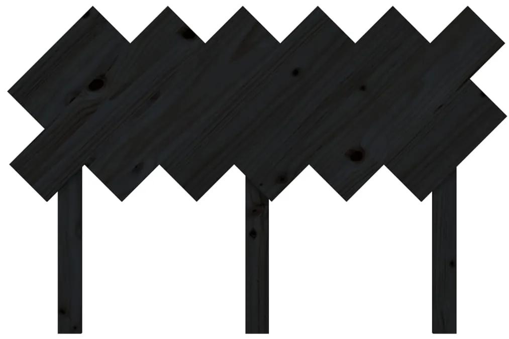 Testiera per letto nera122,5x3x80,5cm in legno massello di pino