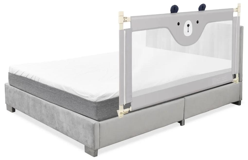 Costway Barriera 150cm pieghevole per letto per bambini, Sbarra con sollevamento e doppio blocco di sicurezza Grigio
