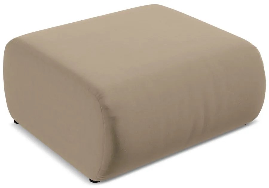 Poggiapiedi beige con rivestimento in velluto Ekahi – Makamii