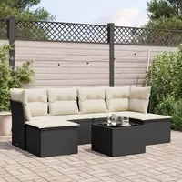 Set Divani da Giardino con Cuscini 7pz Nero Polyrattan 3218016