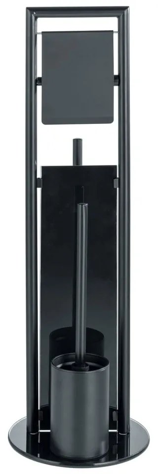 Porta carta igienica nero opaco in acciaio inox con supporto con spazzola Ravina – Wenko