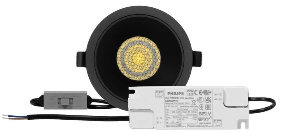 Faro da Incasso 18W, Foro Ø95mm, CCT, 15°-55° con driver Philips Colore Bianco Variabile CCT
