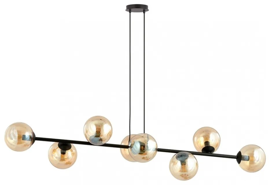 Lampadario a sospensione ROSSI 8 BL in acciaio e vetro 8xE14 Colore delle Sfere Miele