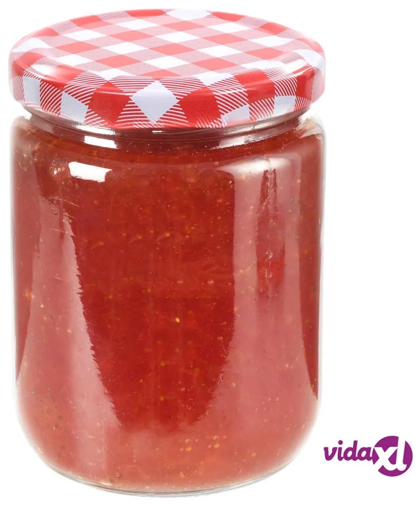 vidaXL Vaso Marmellata in Vetro Coperchio Bianco e Rosso 48 pz 230 ml
