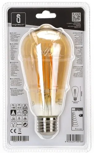 Lampadina LED ST64 E27/8W/230V 2200K - Aigostar