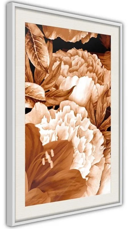 Poster  Peonies in Sepia  Cornice Quadri Cornice nera, Larghezza x Altezza Home decor 20x30