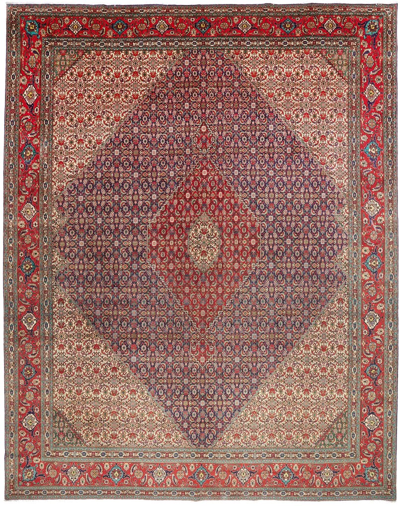 Tabriz Tappeto persiano 380 x 300 Blu (Iran) Annodato A Mano