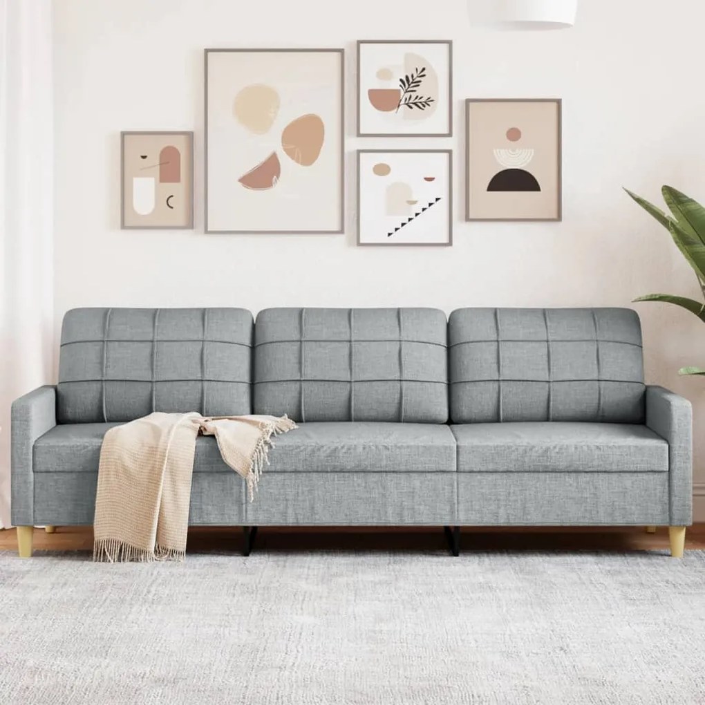 Divano A 3 Posti Grigio Chiaro 210 Cm İn Tessuto /
